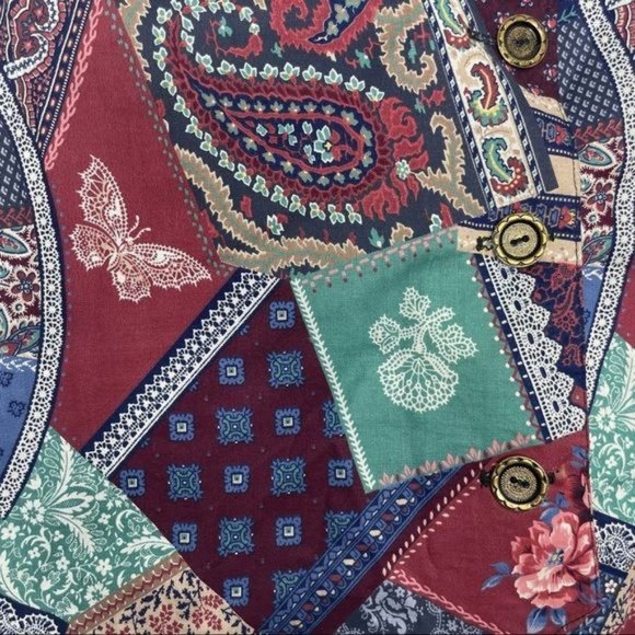 Unique patchwork sleeveless vest over shirt top size med-large - Picture 2 of 3